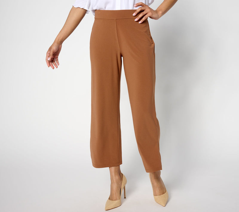 Dennis Basso Petite Cropped Luxe Crepe Pants — Main view