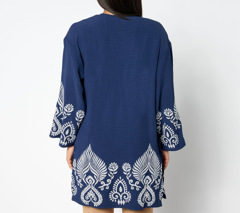 Women with Control Embroidered Long Sleeve Cardigan — View 2