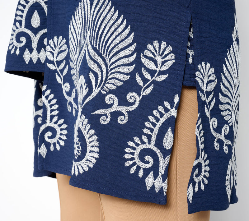 Women with Control Embroidered Long Sleeve Cardigan — View 4