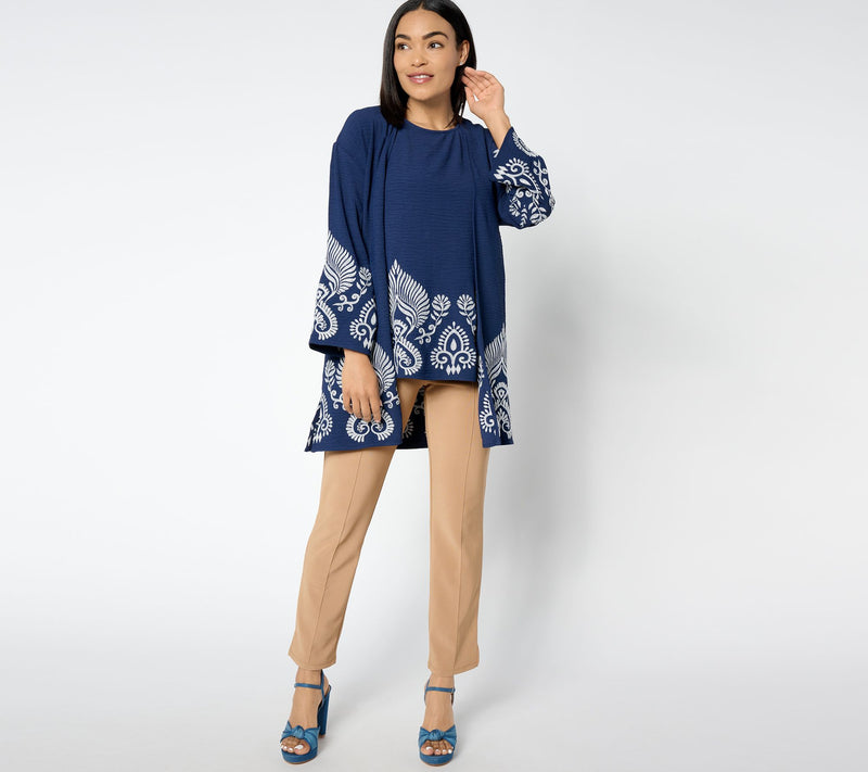 Women with Control Embroidered Long Sleeve Cardigan — View 3