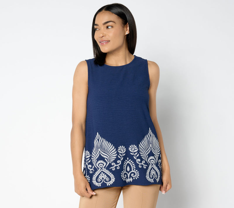 Attitudes by Renee Embroidered Woven Tank — Main view