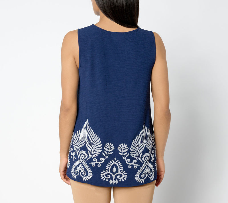 Attitudes by Renee Embroidered Woven Tank — View 2