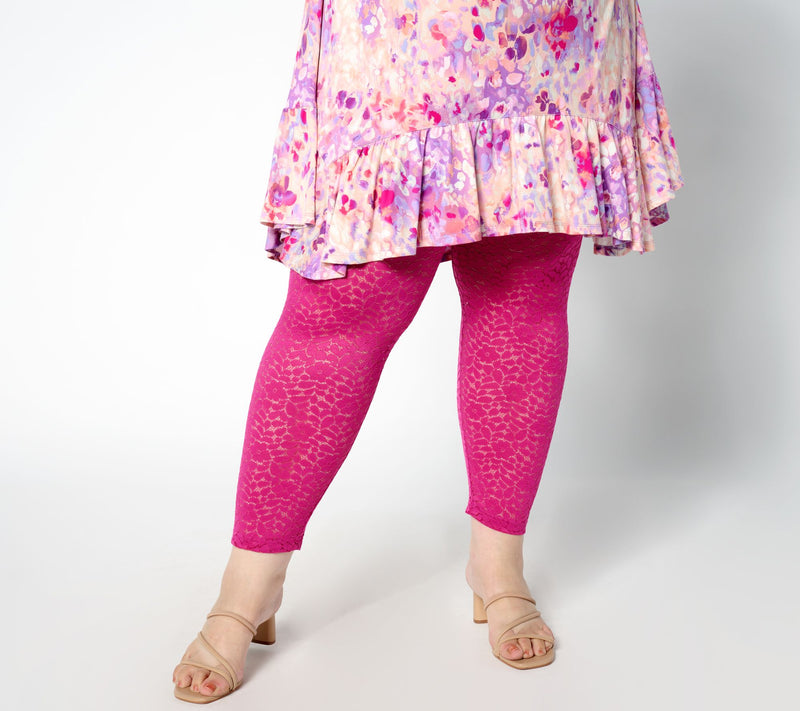 LOGO Layers by Lori Goldstein Regular Stretch Lace Leggings — View 4