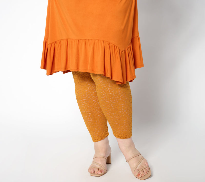 LOGO Layers by Lori Goldstein Petite Stretch Lace Leggings — View 2