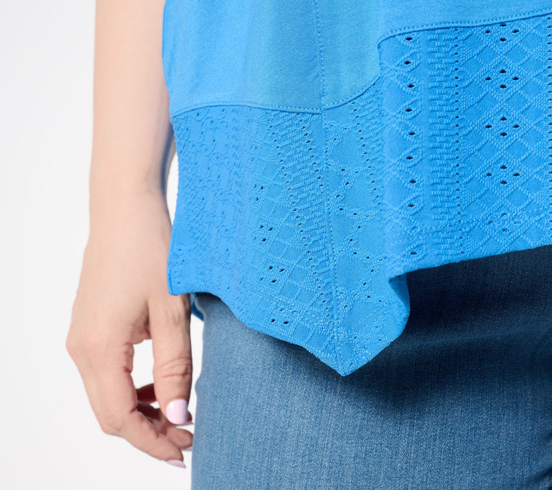 LOGO Layers by Lori Goldstein Stretch Lace Scoop Neck Tank — View 12
