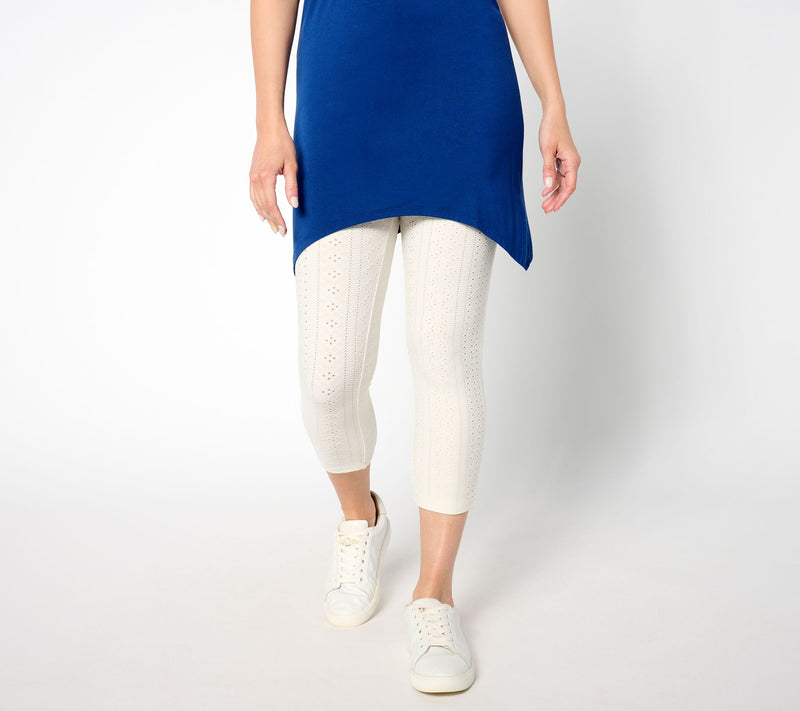 LOGO Layers by Lori Goldstein Regular Stretch Lace Capri Legging — View 5