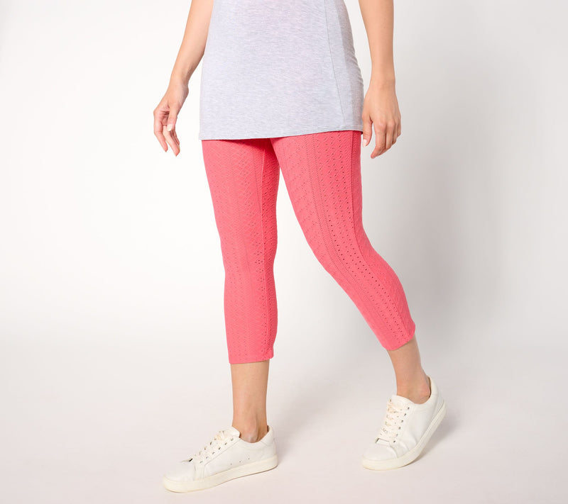 LOGO Layers by Lori Goldstein Petite Stretch Lace Capri Legging — Main view