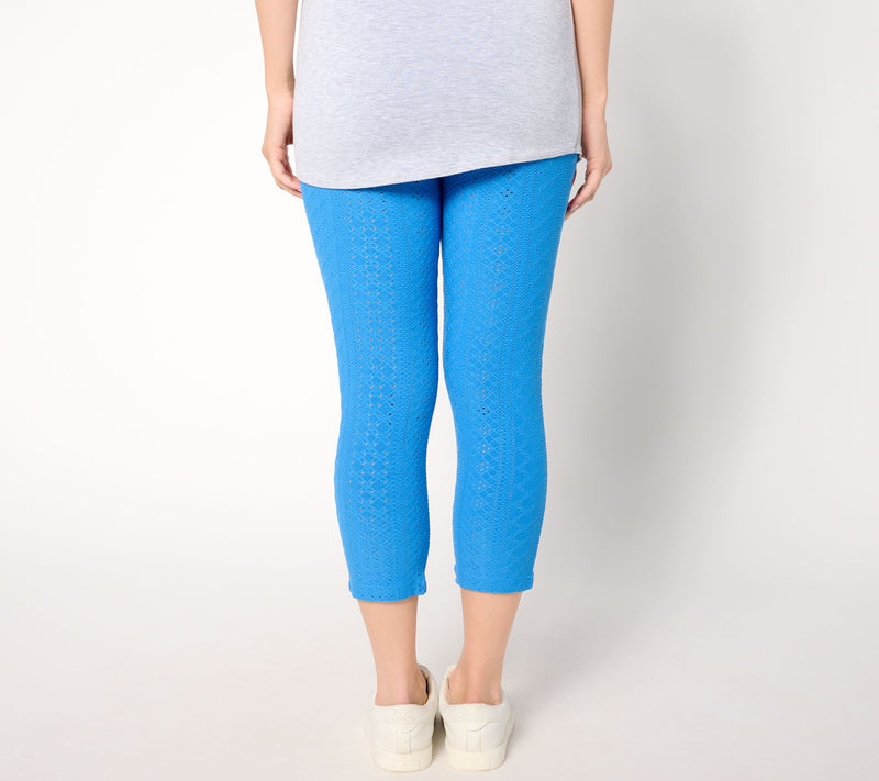 LOGO Layers by Lori Goldstein Petite Stretch Lace Capri Legging — View 10