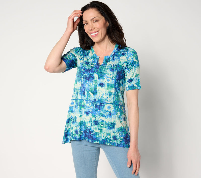 LOGO by Lori Goldstein Printed Knit Elbow Sleeve Top — View 11