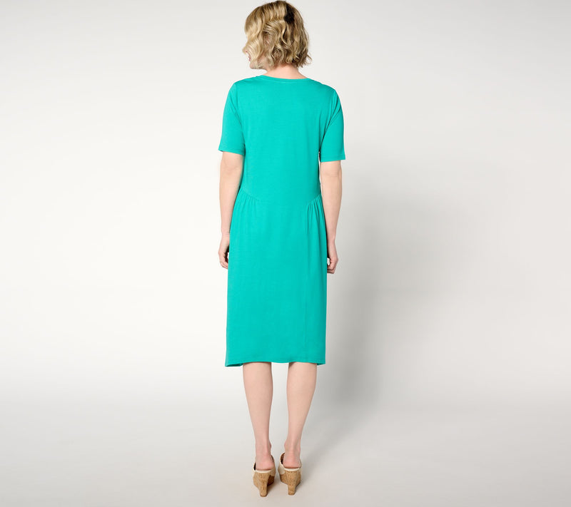 LOGO by Lori Goldstein Regular Cotton Modal Gusset Midi Dress — View 8