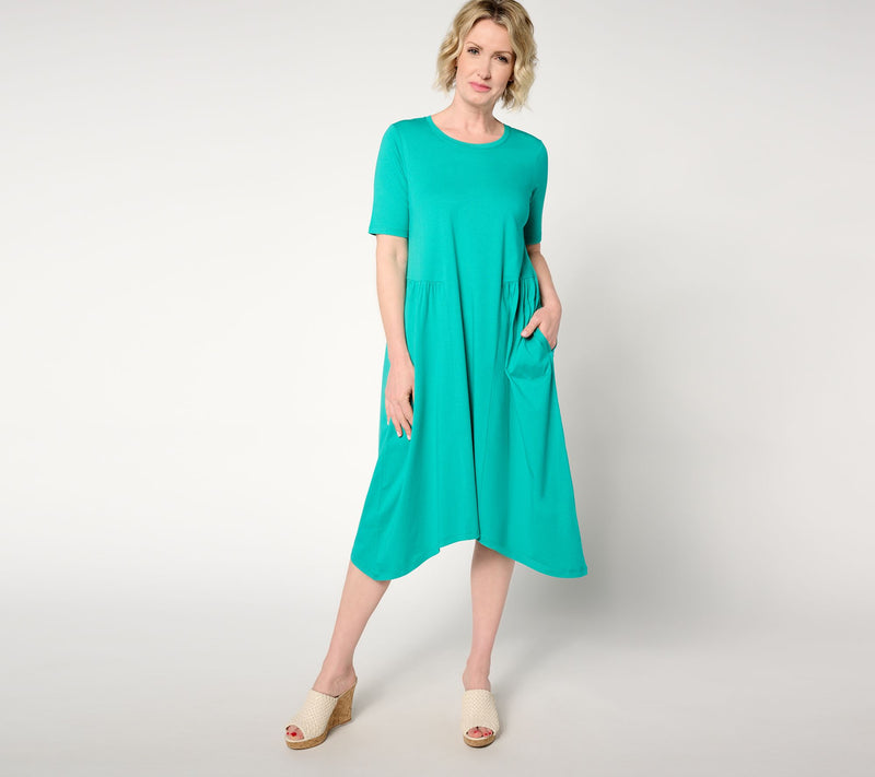 LOGO by Lori Goldstein Regular Cotton Modal Gusset Midi Dress — Main view