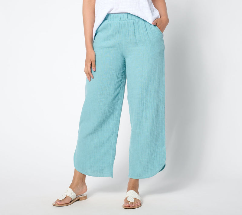 LOGO by Lori Goldstein Beach to Street Gauze Crop Pants — View 3
