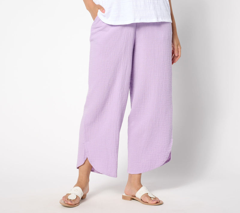 LOGO by Lori Goldstein Beach to Street Gauze Crop Pants — View 9