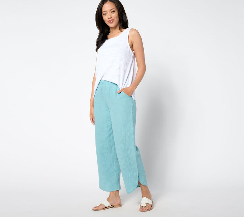 LOGO by Lori Goldstein Beach to Street Gauze Crop Pants — View 5