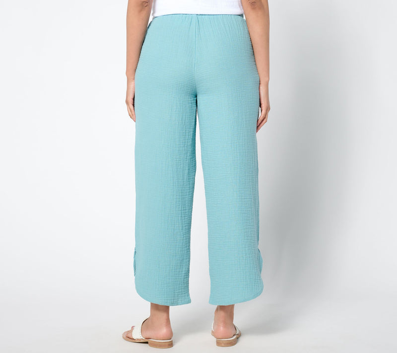 LOGO by Lori Goldstein Beach to Street Gauze Crop Pants — View 4