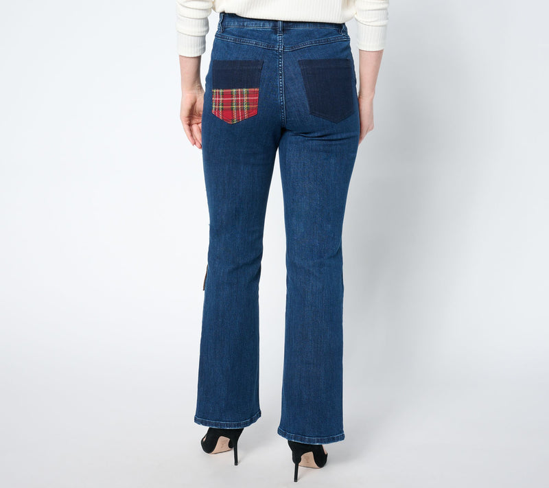 Studio Park X Vanessa Herring Regular Plaid Patch Jeans — View 2