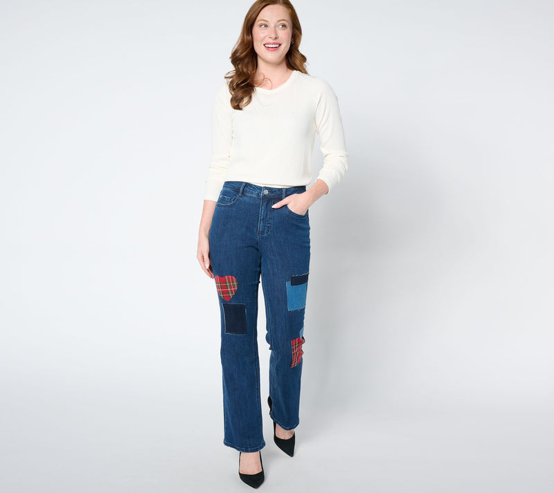Studio Park X Vanessa Herring Regular Plaid Patch Jeans — View 3