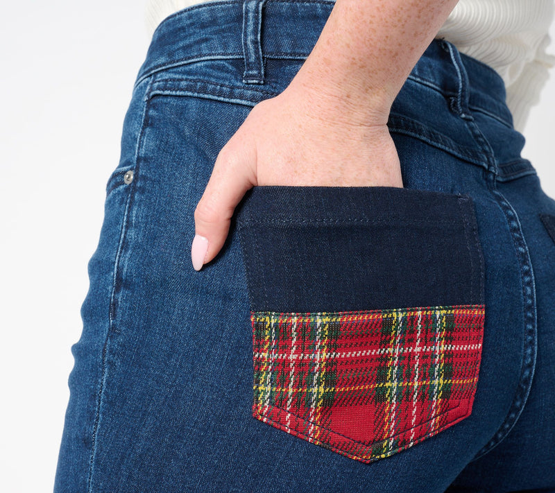 Studio Park X Vanessa Herring Regular Plaid Patch Jeans — View 4
