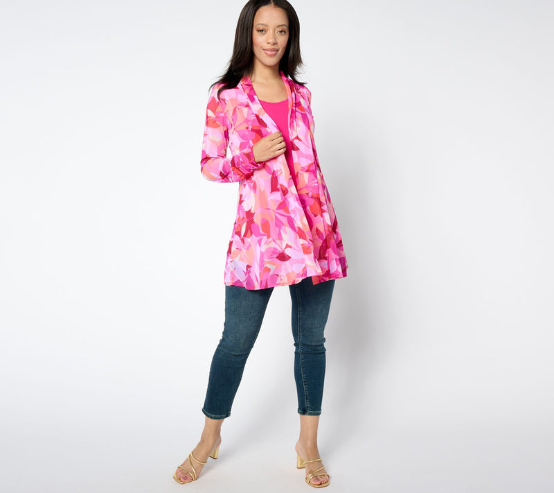 Susan Graver Regular Mesh Cardigan & Liquid Knit Tank Set — View 15