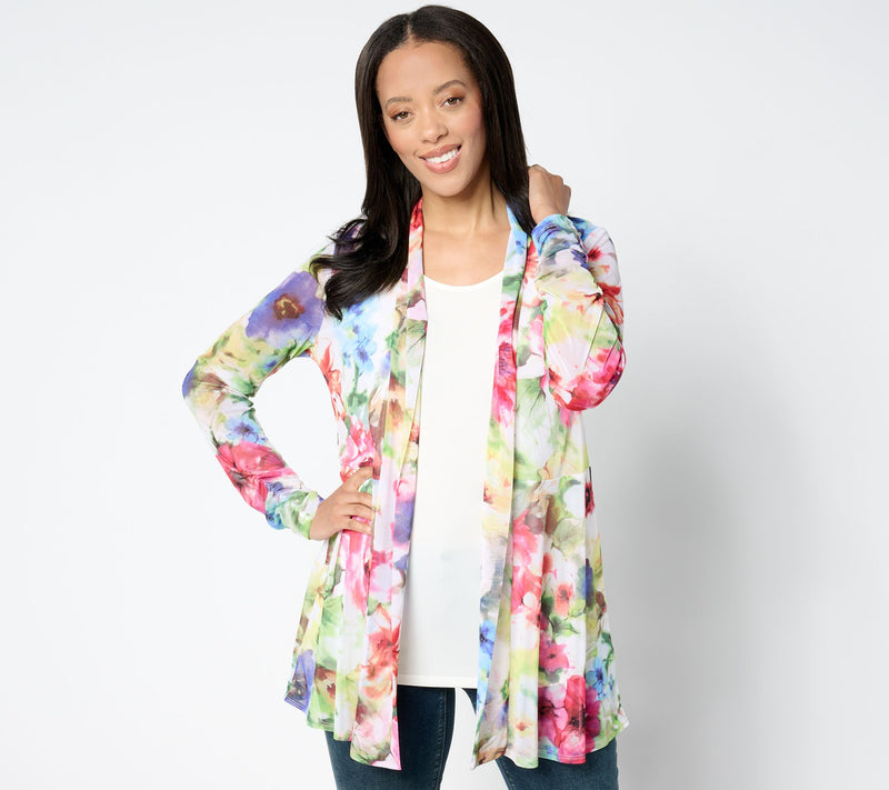 Susan Graver Petite Mesh Cardigan & Liquid Knit Tank Set — View 7