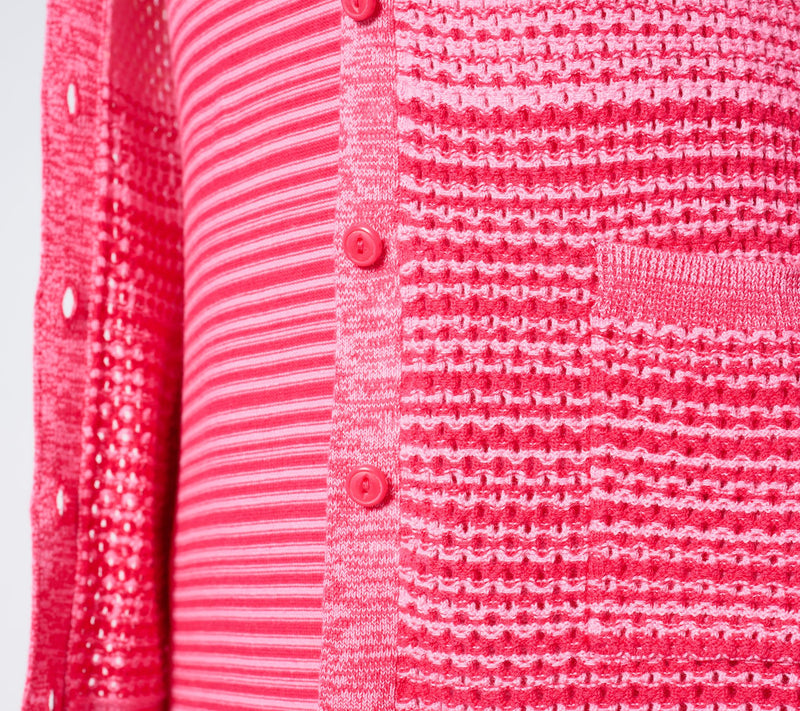 Isaac Mizrahi Live! Button Front Ombre Stripe Cardigan with Pockets — View 4