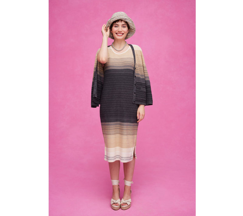 Isaac Mizrahi Live! Petite Ombre Stripe Sleeveless Midi Dress — View 13