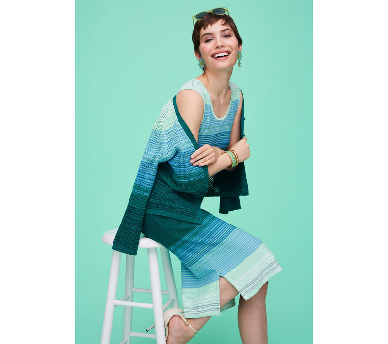 Isaac Mizrahi Live! Petite Ombre Stripe Sleeveless Midi Dress — View 11
