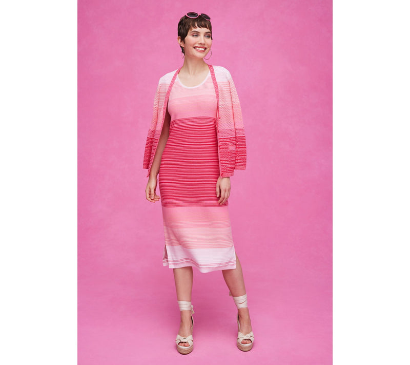 Isaac Mizrahi Live! Petite Ombre Stripe Sleeveless Midi Dress — View 12
