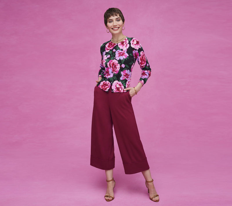 Isaac Mizrahi Live! Floral Printed Button Front Cardigan — View 14