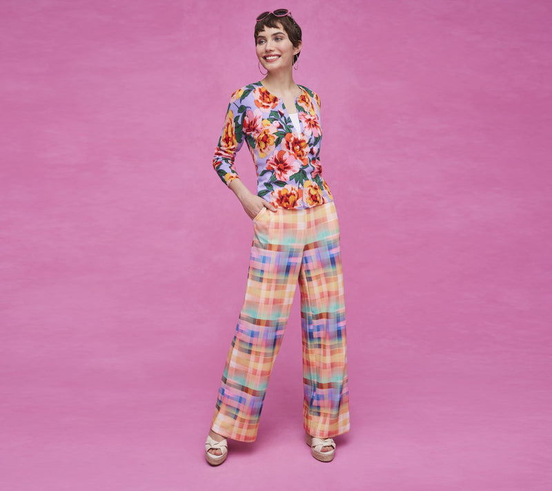 Isaac Mizrahi Live! Floral Printed Button Front Cardigan — View 13