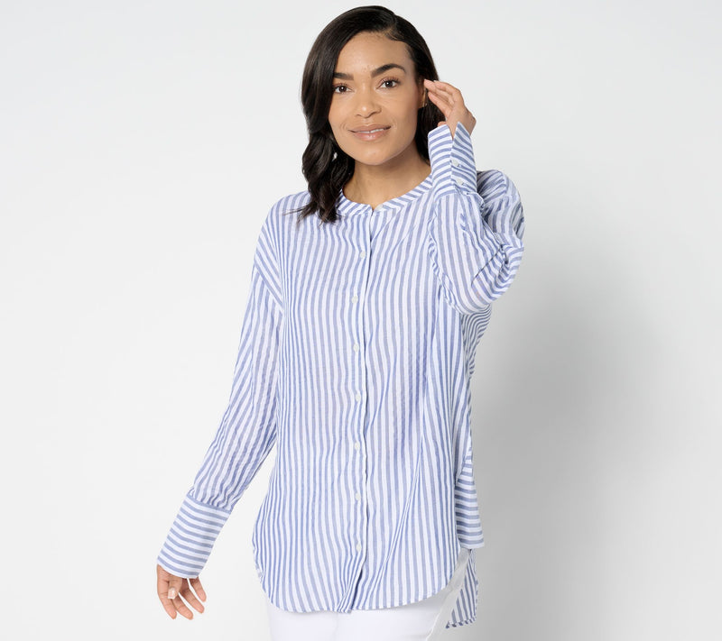 Isaac Mizrahi Live! Regular Yarn Dye Stripe Relaxed Tunic w/ Lurex — View 13