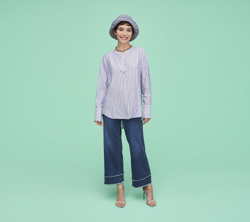 Isaac Mizrahi Live! Regular Yarn Dye Stripe Relaxed Tunic w/ Lurex — View 7
