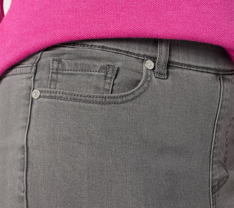 Susan Graver Regular Stretch Denim Pull-On Flare Jean -Black/Grey — View 9