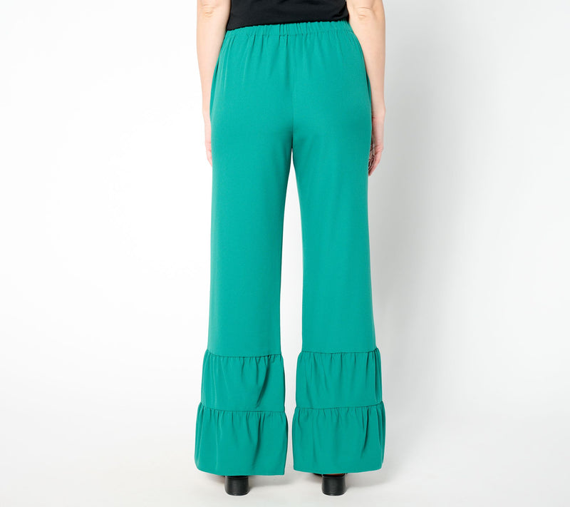 Isaac Mizrahi Live! Petite Stretch Woven Crepe Wide Leg Pants — View 10