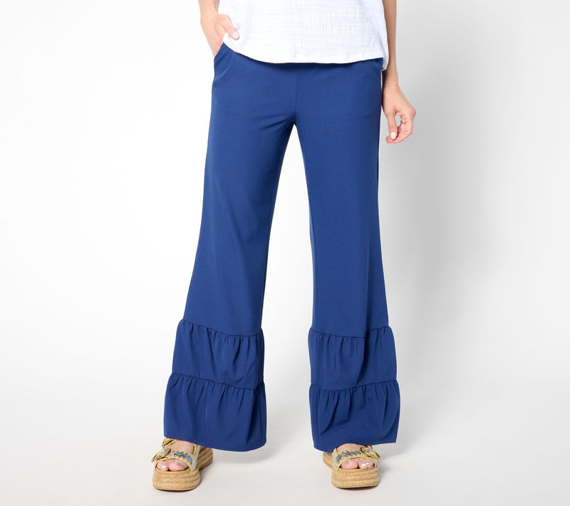 Isaac Mizrahi Live! Petite Stretch Woven Crepe Wide Leg Pants — View 9