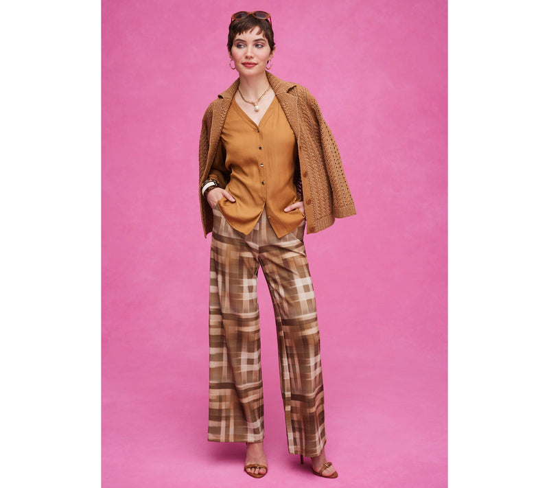 Isaac Mizrahi Live! Regular Printed Scuba Crepe Wide Leg Pants — View 13