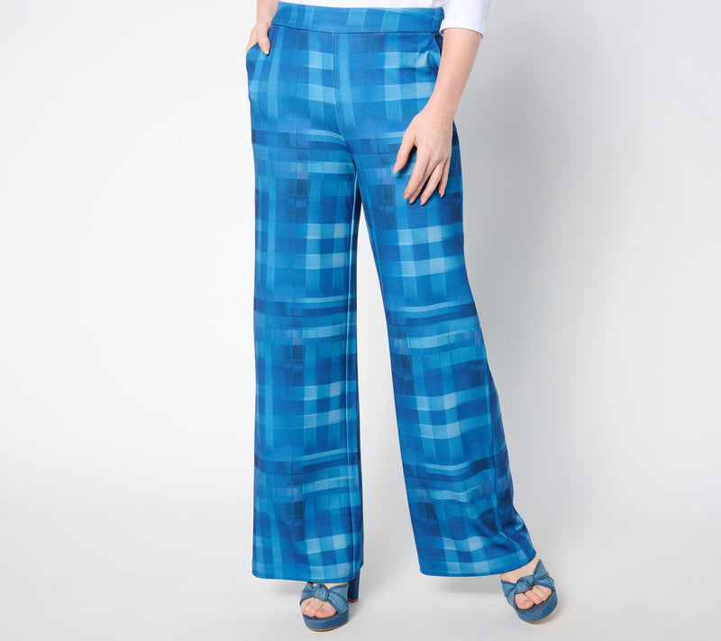 Isaac Mizrahi Live! Tall Printed Scuba Crepe Wide Leg Pants — View 3