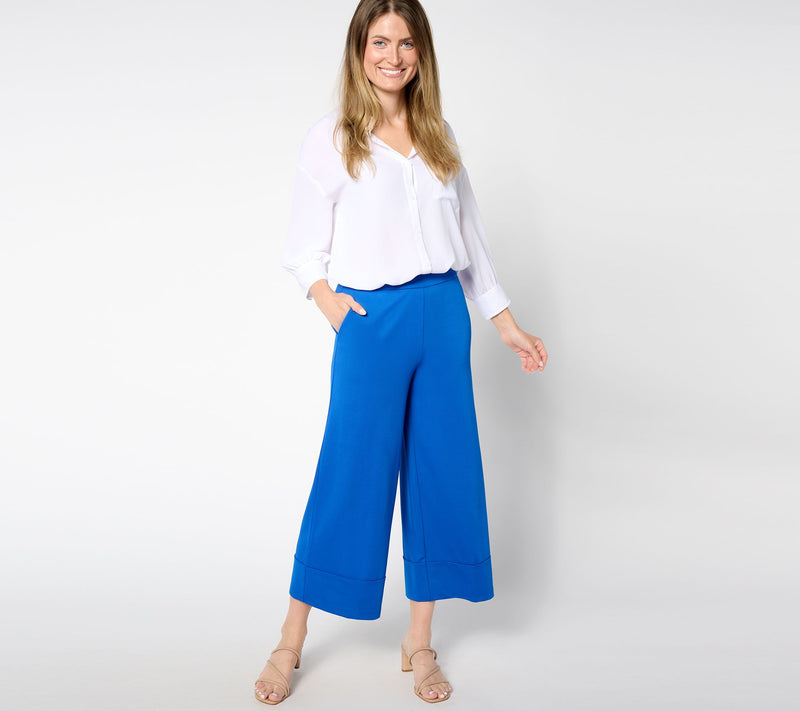 Isaac Mizrahi Live! Regular Pebble Knit Crop Pants w/ Wide Hem Cuff — View 3