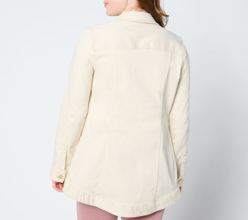 Liverpool Los Angeles Hi-Lo Shirt Jean Jacket - Summer Sand — View 2