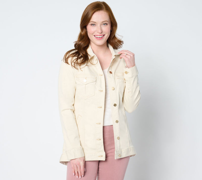 Liverpool Los Angeles Hi-Lo Shirt Jean Jacket - Summer Sand — View 7