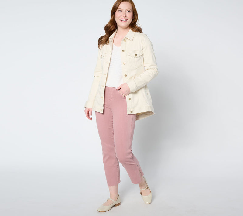 Liverpool Los Angeles Hi-Lo Shirt Jean Jacket - Summer Sand — View 3
