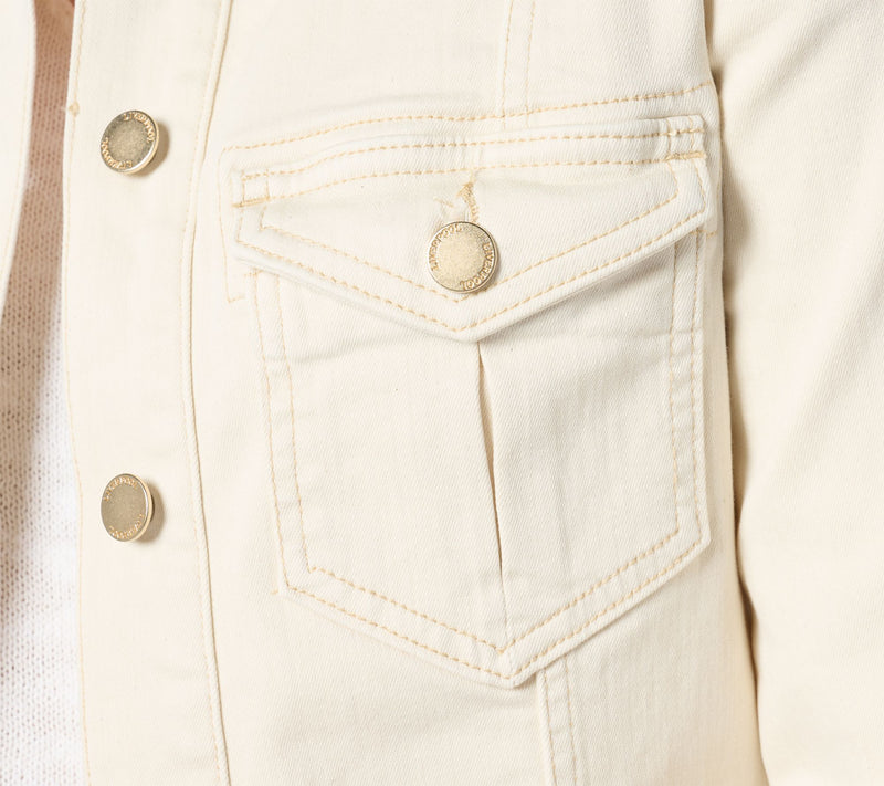Liverpool Los Angeles Hi-Lo Shirt Jean Jacket - Summer Sand — View 4