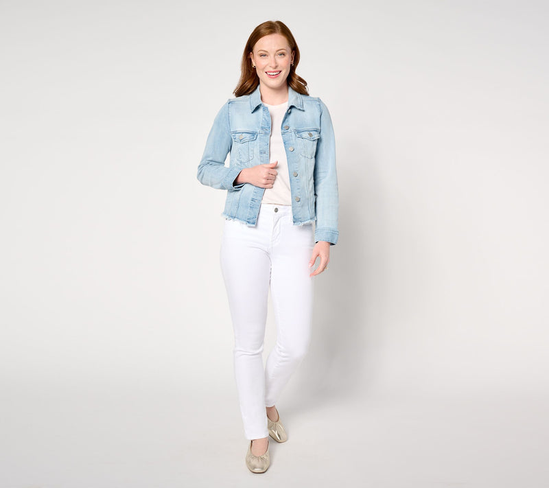 Liverpool Los Angeles Trucker Jacket with Fray Hem - Gulf Shores — View 5