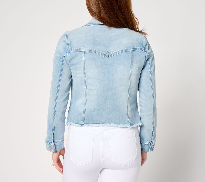 Liverpool Los Angeles Trucker Jacket with Fray Hem - Gulf Shores — View 4