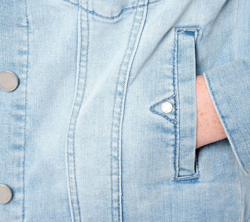 Liverpool Los Angeles Trucker Jacket with Fray Hem - Gulf Shores — View 6
