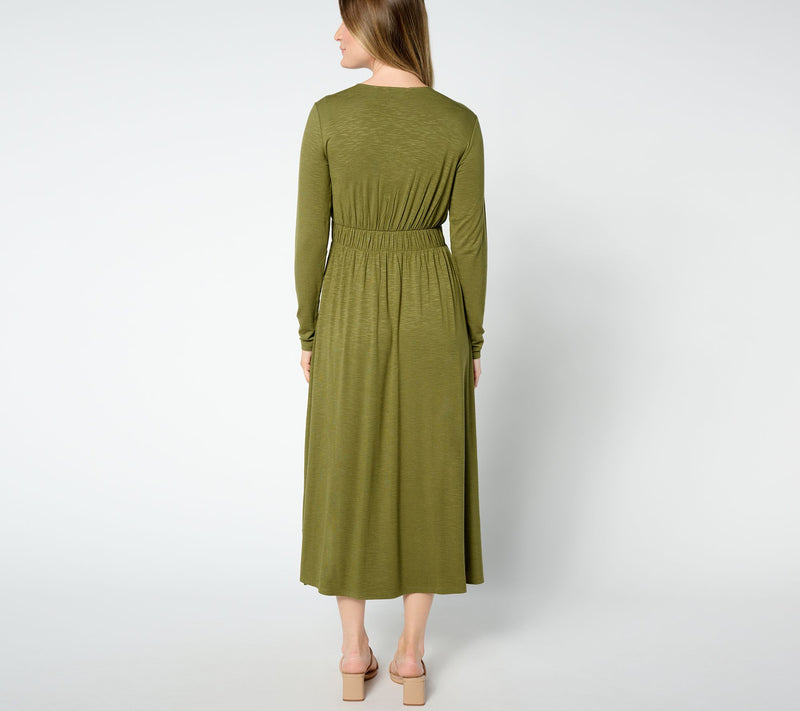 Peace Love World Regular V-Neck Long Sleeve Midi Dress — View 2