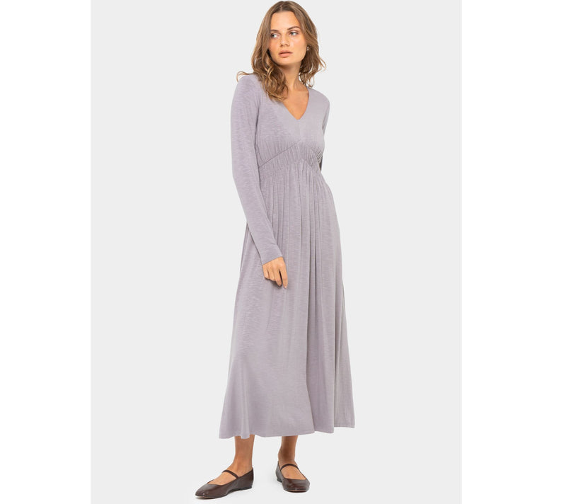 Peace Love World Petite V-Neck Long Sleeve Midi Dress — View 7