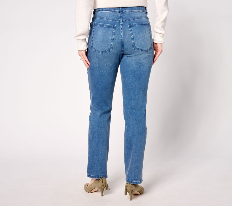 Isaac Mizrahi Live! Petite True Denim Indigo Straight Leg — View 7