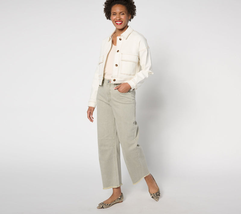 Peace Love World Regular Full Leg Jeans with Fray Hem — View 9
