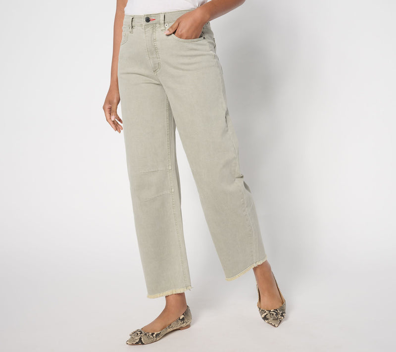 Peace Love World Regular Full Leg Jeans with Fray Hem — Main view